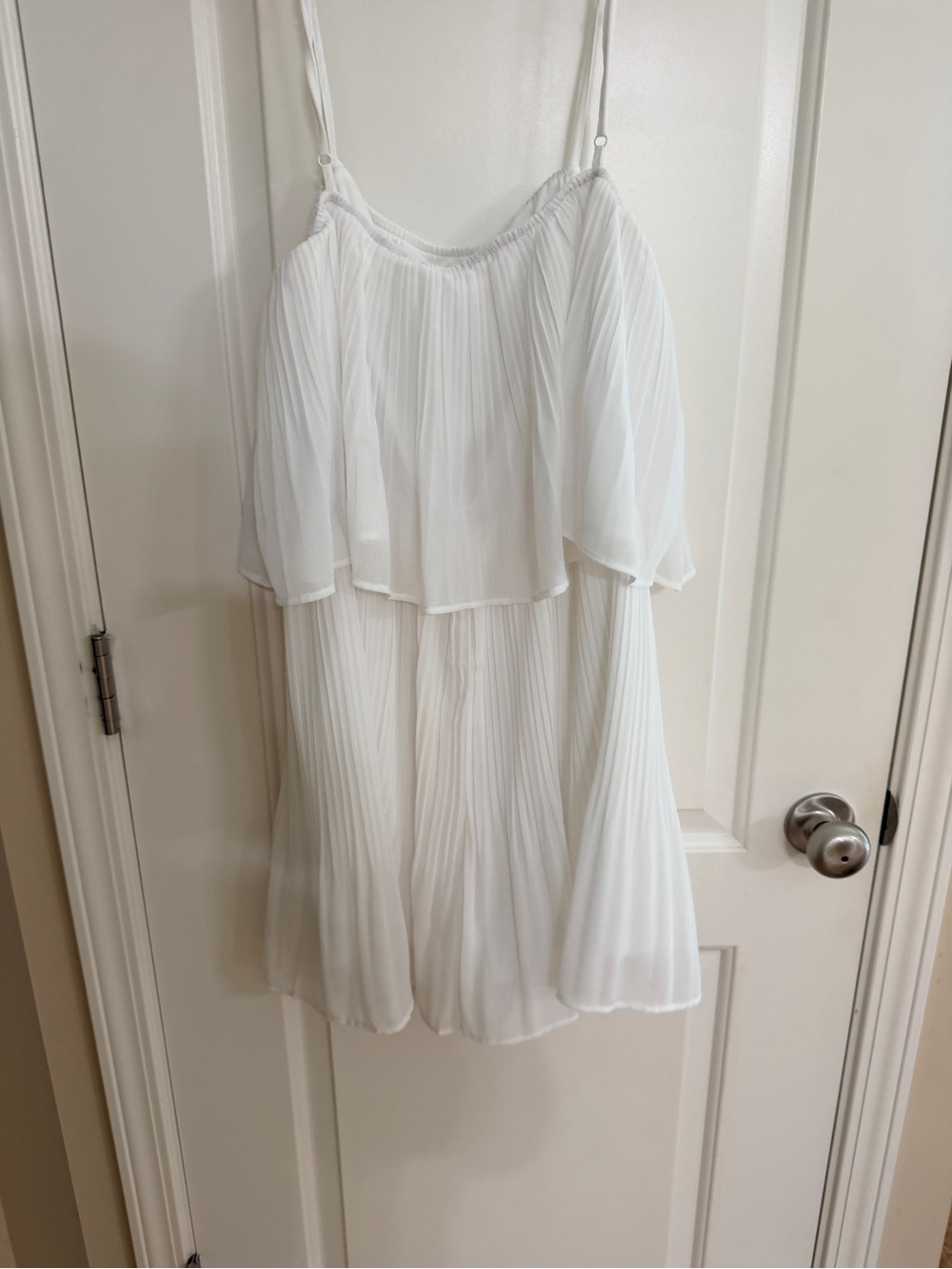 White Pleated Spaghetti-Strap Romper
